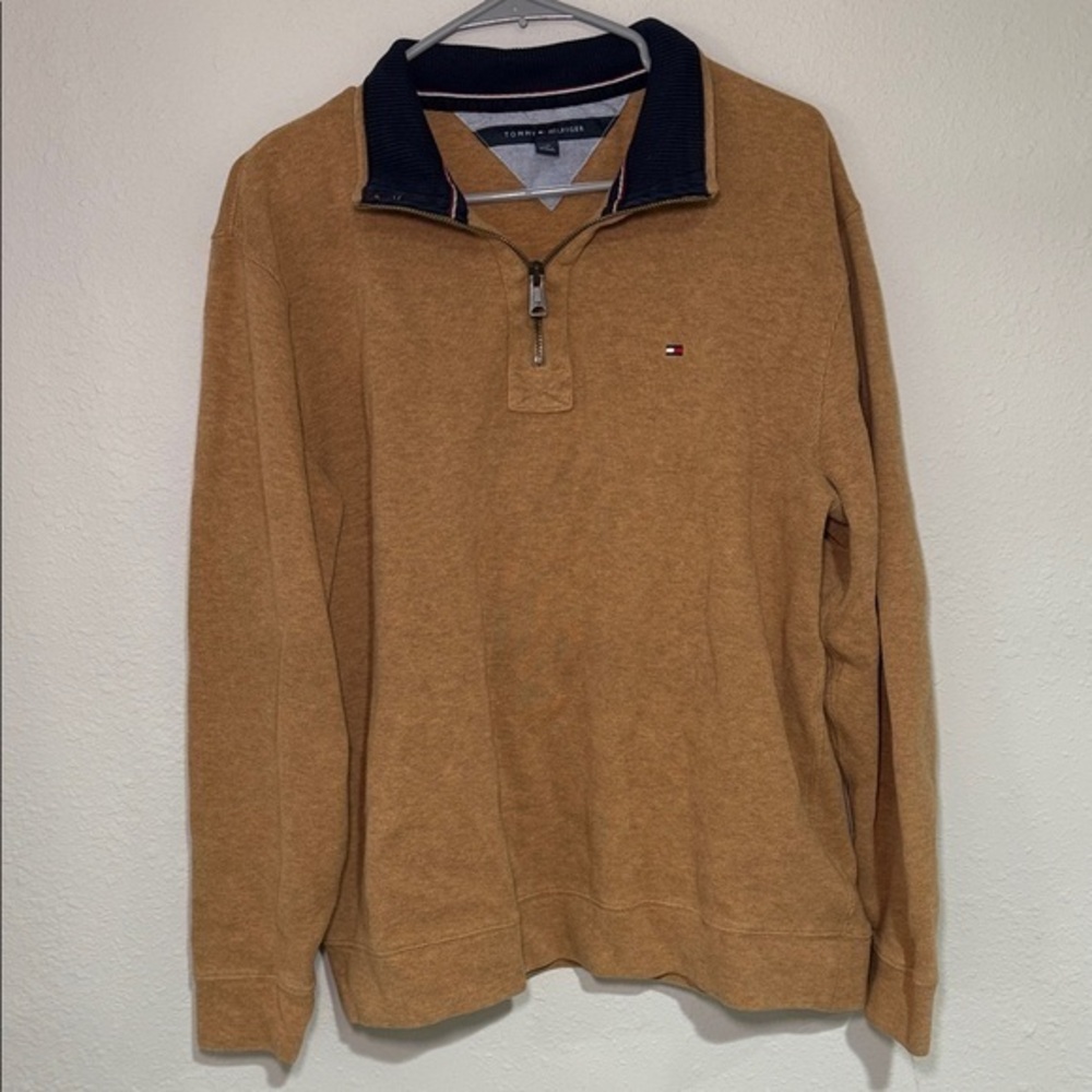 Tommy Hilfiger Tan Quarter-Zip Sweater